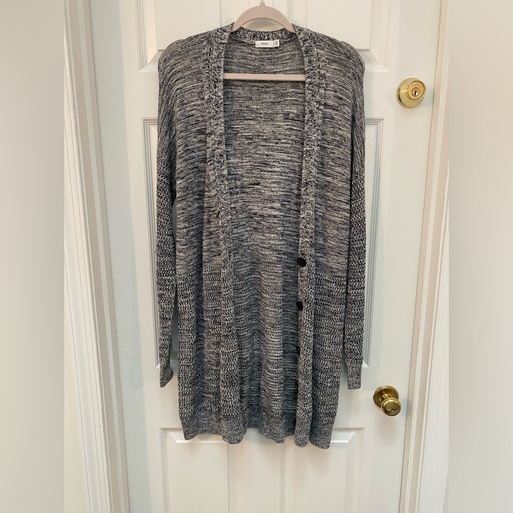 Vince Marled Gray Women's Long Cardigan w Button Front - Medium